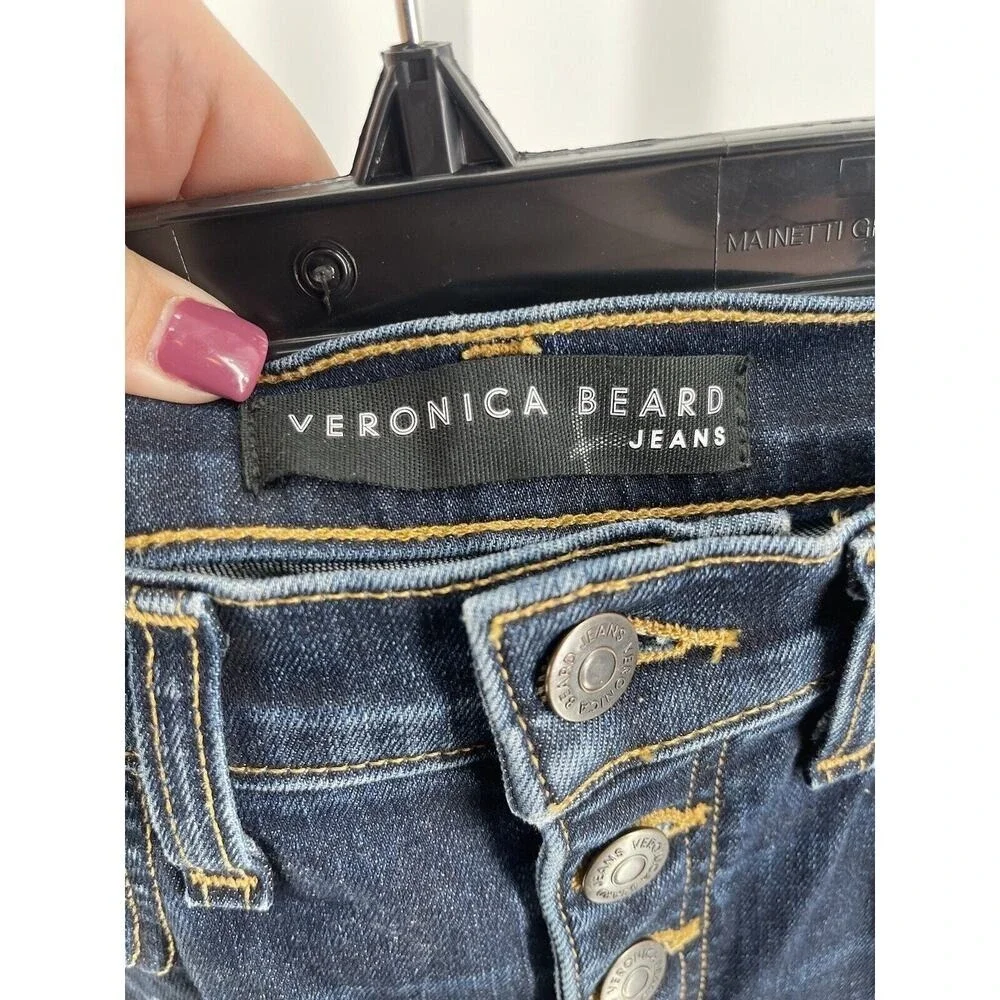 Veronica Beard Jeans Women's Dark Vintage Stripe Carolyn Baby Boot Jeans Size 28